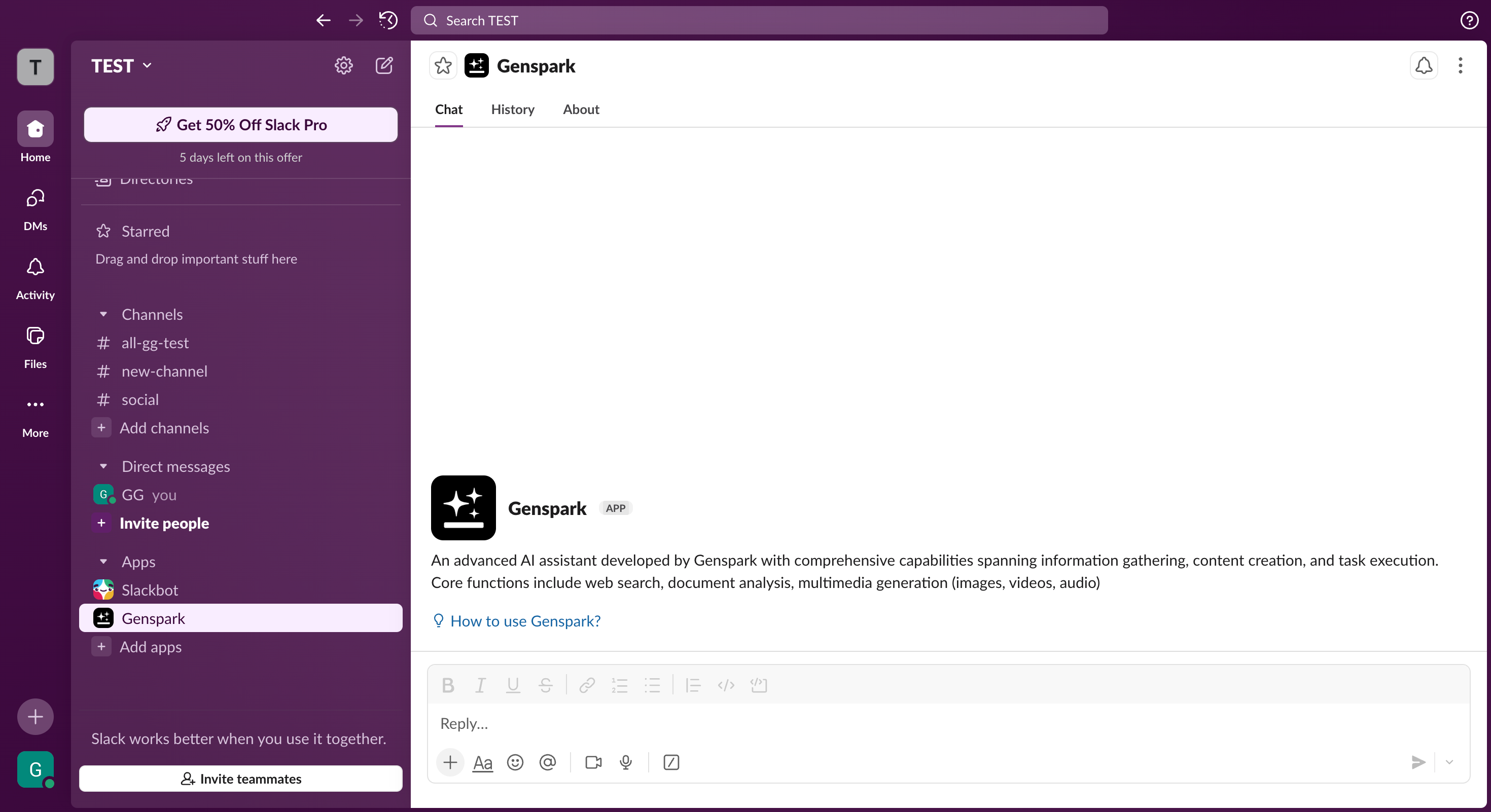 Direct message with Genspark